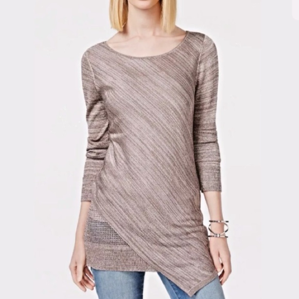 Asymmetrical Metallic Detail Top Party Shirt